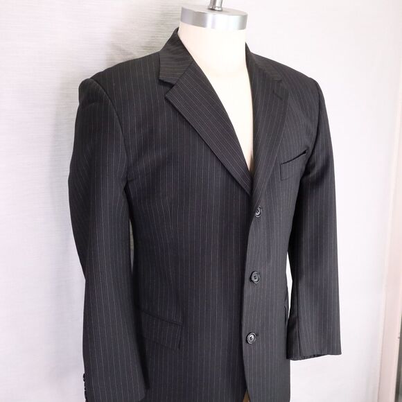 Ungaro Homme Sport Coat Mens 42R Wool Black Pinstripe Jacket Blazer 3 Button - Picture 7 of 13
